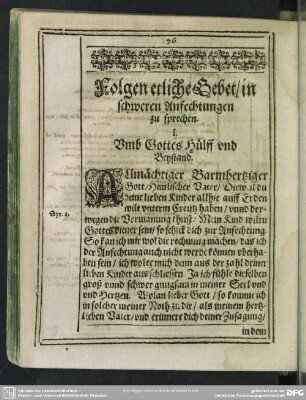 Folgen etliche Gebet, in schweren Anfechtungen zu sprechen
