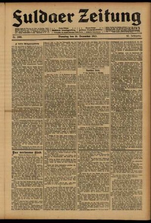 Erste Ausgabe vom Dienstag, den 16. Dezember 1913.