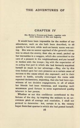 Chapter IV. His mother's prowess and death ; together with some instances of his own sagacity
