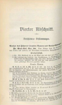 Vierter Abschnitt. Verschiedene Bestimmungen