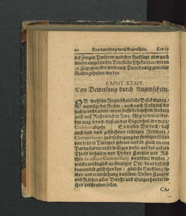 Caput XXXIX. Von Beweisung durch Augenschein.