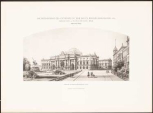 Reichstag, Berlin Zweiter Wettbewerb: Perspektivische Ansicht vom Brandenburger Tor (aus: Die preisgekrönten Entwürfe zu dem neuen Reichstagsgebäude, Berlin 1882)