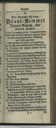 II. Der überaus schönen Braut-Kammer Inneres Gemach, oder Inneres Zimmer