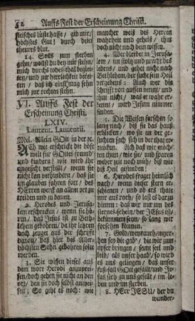 VI. Auffs Fest der Erscheinung Christi. - X. Vom Begräbniß Jesu Christi.