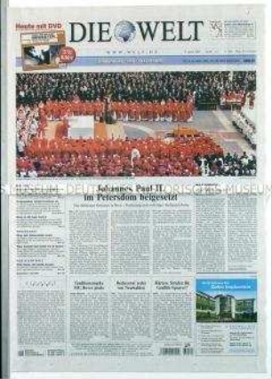 Tageszeitung "Die Welt" zur Beisetzung von Papst Johannes Paul II.