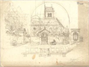 Thiersch, August ; Friedhofsportale - Grundriss, Perspektive