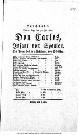 Don Carlos, Infant von Spanien
