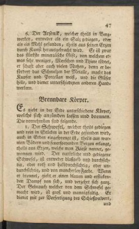Brennbare Körper