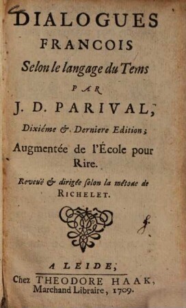 Dialogues François Selon le langage du Tems