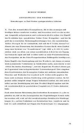 Sinnkopplung und Worthof : Bemerkungen zu Paul Grebes syntagmatischen Arbeiten
