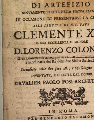 Descrizione delle due machine di artifizio
