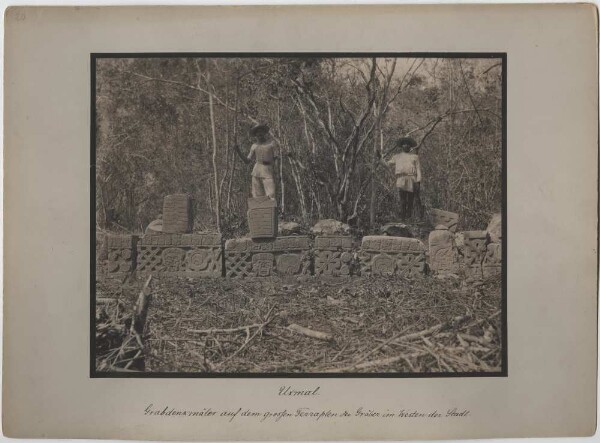 "Grave monuments in the west of the city. (With two members of the expedition.)"