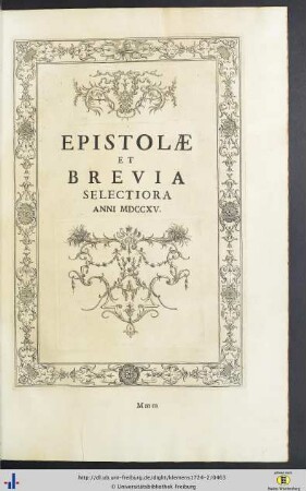 Epistolae Et Brevia Selectiora Anni MDCCXV.