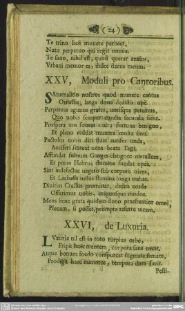 XXV, Moduli pro Cantoribus