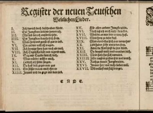 [Falsch eingebunden] Register der neuen Teutschen Weltlichen Lieder
