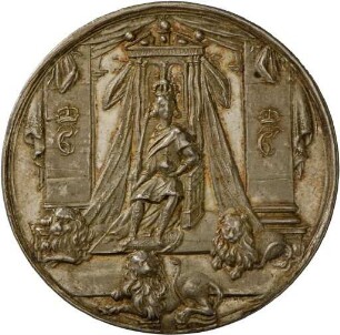 Medaille auf die Krönung Christians V. von Dänemark und auf das Haus Oldenburg, 1671