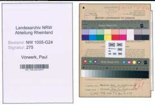 Entnazifizierung Paul Vorwerk , geb. 15.08.1893 (Stauwart)