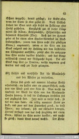 48. Leichte und wohlfeile Art die Maulwürfe aus den Wiesen zu vertreiben