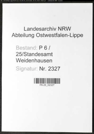 Sterberegister Standesamt Weidenhausen