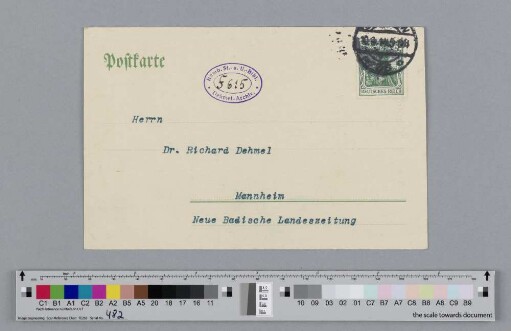 Postkarte an Richard Dehmel