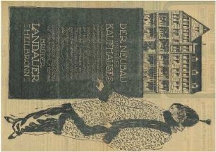 Ganzseitige Anzeige für das Kaufhaus der Brüder Landauer vor Eröffnung des Neubaus Kaiserstraße 46 u. 48