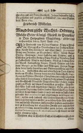Magdeburgische Wechsel- Ordnung.