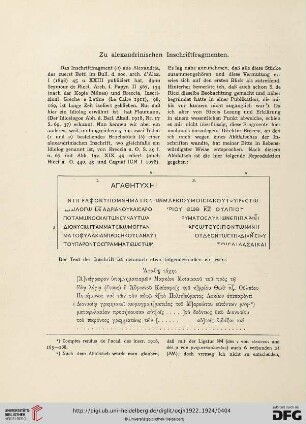 21/22.1922/24: Zu alexandrinischen Inschriftfragmenten