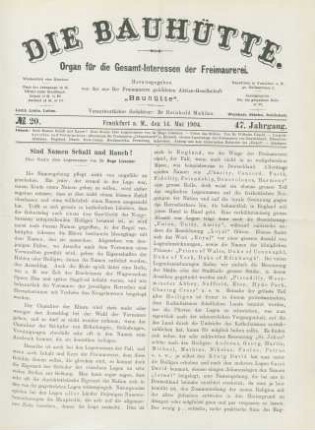 No. 20. Frankfurt a. M., den 14. Mai 1904. 47. Jahrgang.