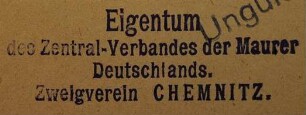 Zentralverband der Maurer Deutschlands. Zweigverein Chemnitz / Stempel