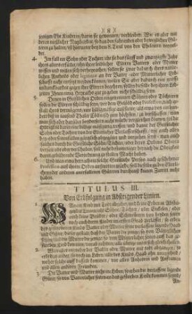 Titulus III. Von Erbfolgung in Absteigender Linien.