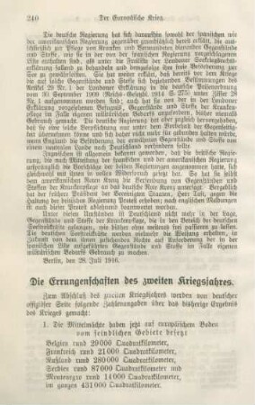 Die Errungenschaften des zweiten Kriegsjahres