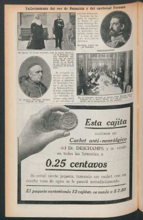 Fallecimiento del rey de Rumania y del cardenal Ferrata