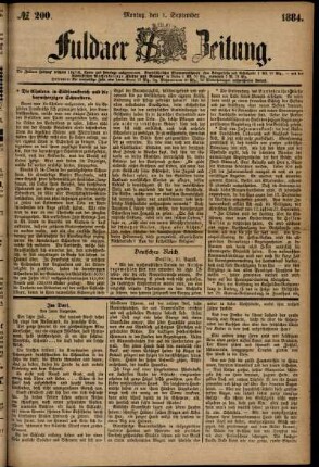 Ausgabe vom Montag, den 01. September 1884.