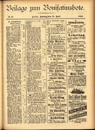 Zweite Ausgabe vom Sonntag, den 24. April 1898.