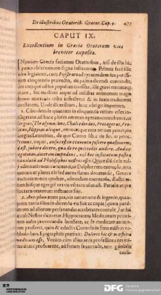 Caput IX. Excellentium in Græcia Oratorum vita breviter exposita