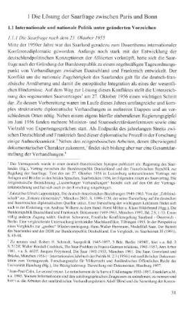 1 Die Lösung der Saarfrage zwischen Paris und Bonn