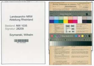 Entnazifizierung Wilhelm Szymanski , geb. 06.02.1920 (Angestellter)