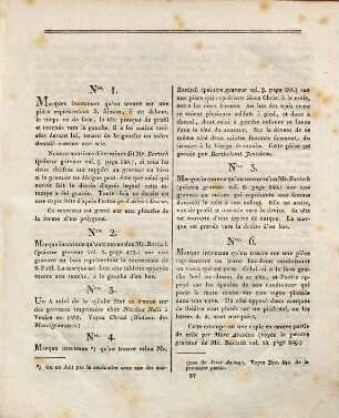 Dictionnaire de monogrammes, chiffres, lettres initiales et marques figurées : sous lesquels les plus célêbres peintres, dessinateurs, et graveurs ont designé leurs noms, tirés de tous les ouvrages parus depuis quelques siècles en Allemagne, en Italie, en France, en Angleterre, en Hollande, et augmentés de quantité de marques ignorées jusqu'a ce jour ; pour servir de suite et de complément au dictionnaire des monogrammes, qui a paru en 1817, 3[a]. Explication des marques inconnues [texte]