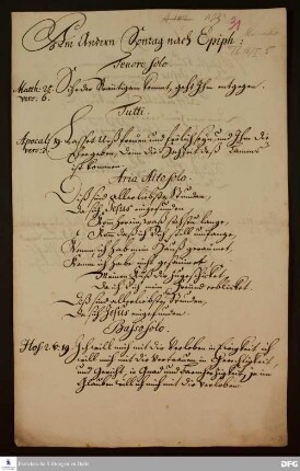 Liedtext für die Predigt August Hermann Franckes am 16.01.1718 im Ulmer Münster.