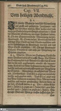 Cap. VII. Vom heiligen Abendmahl