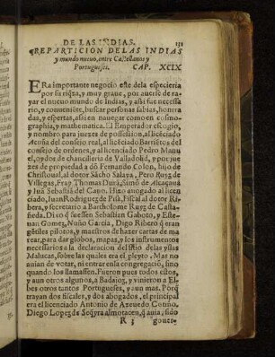 Reparticion Delas Indias y mundo nueuo, entre Castellanos y Portugueses. Cap. XCIX
