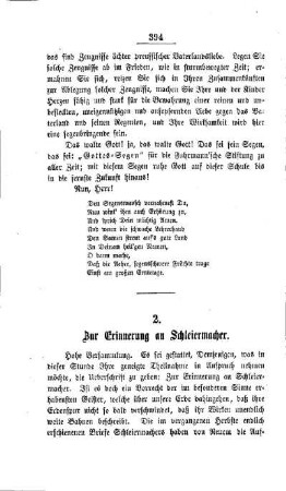 Zur Erinnerung an Schleiermacher
