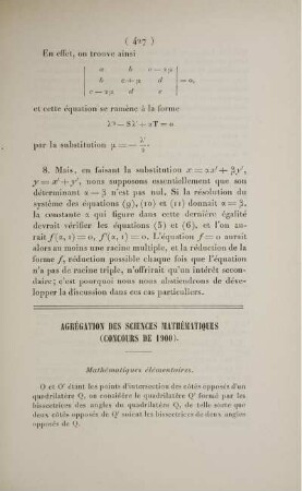 Agrégation des Sciences mathématiques (Concours de 1900).