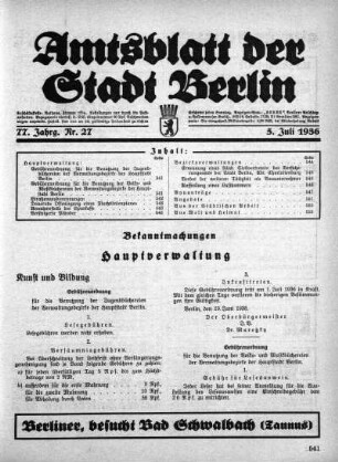 1936,27: Nr. 27, 5. Juli 1936