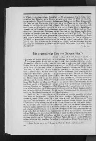 Die gegenwärtige Lage der Judenmission
