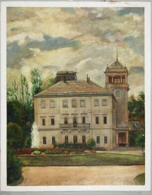 Die Königliche Villa in Strehlen (Dresden-Strehlen), um 1880 auf ehemaligem Gelände des Forsthauses (“Rotes Haus” (Gasthaus) und Sitz des Hegereiters) gebaut
