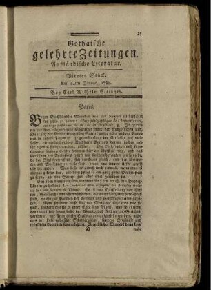 Viertes Stück, den 24ten Januar, 1789.