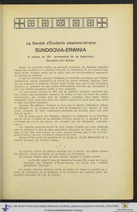 La Société d’Étudiants alsaciens-lorrains Sundgovia-Erwinia.