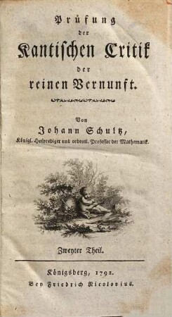 Prüfung der Kantischen Critik der reinen Vernunft, 2