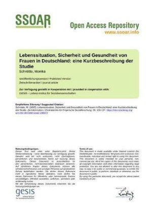 Lebenssituation, Sicherheit und Gesundheit von Frauen in Deutschland: eine Kurzbeschreibung der Studie